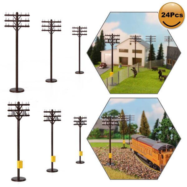 24pcs model train HO scale telegraph poles