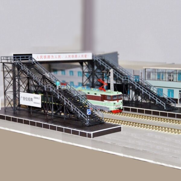 HO scale model train elevated railway overpass