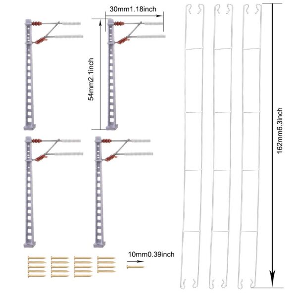 N scale model train catenary power poles