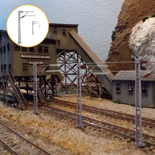 N scale model train catenary power poles