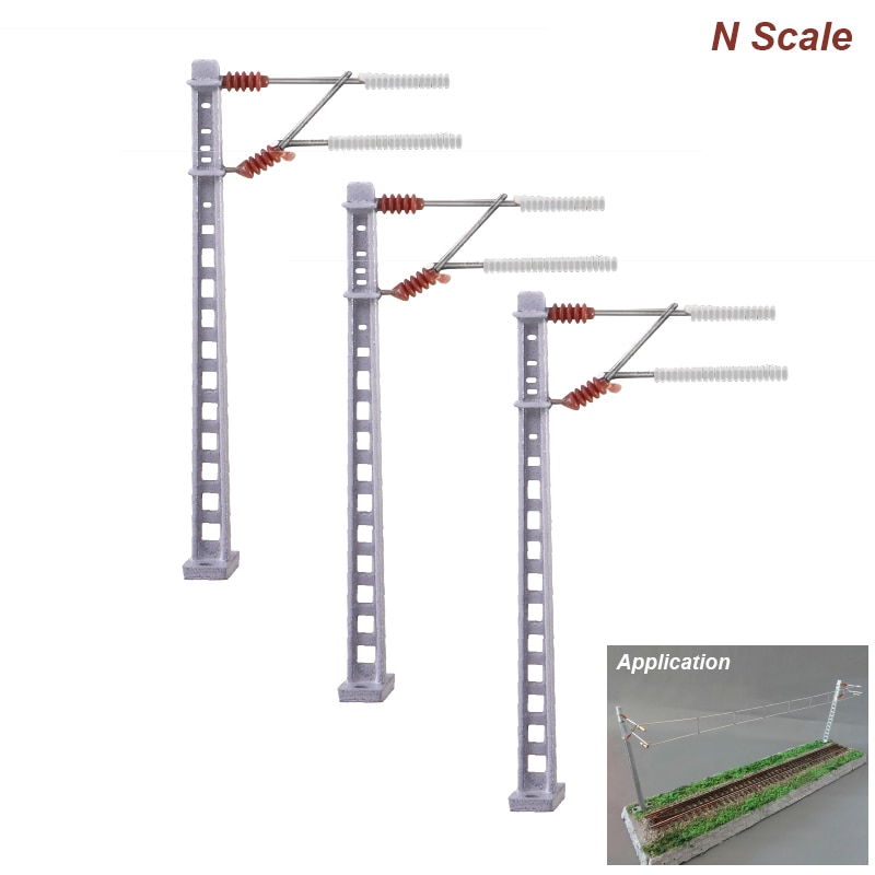 N scale model train catenary power poles